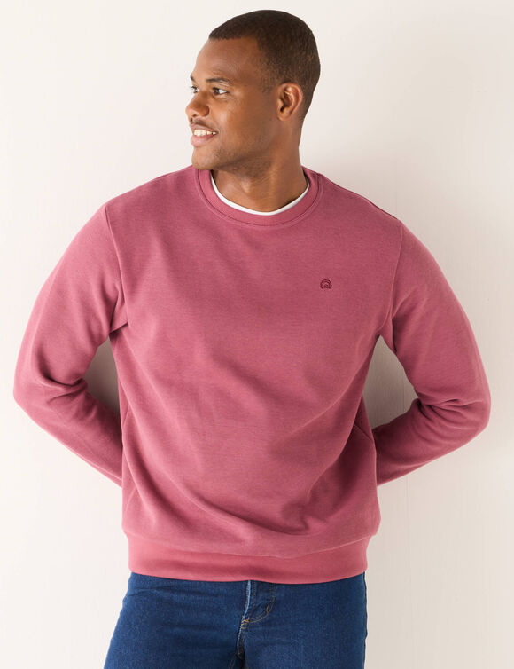 Sweat chaud col rond brodé poitrine maille côtelée (rose foncé) Sweat chaud col rond brodé poitrine maille côtelée (rose foncé)